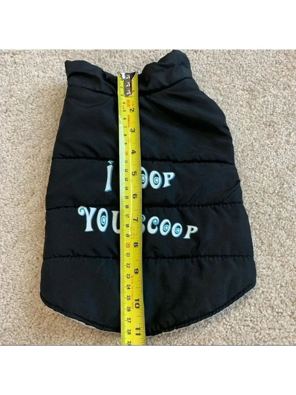 DOG “I Poop You Scoop” Black Coat Sz S